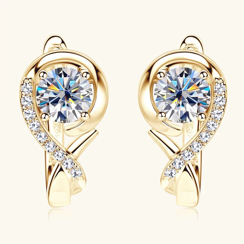 Golden Crystal Stud Flower Earrings