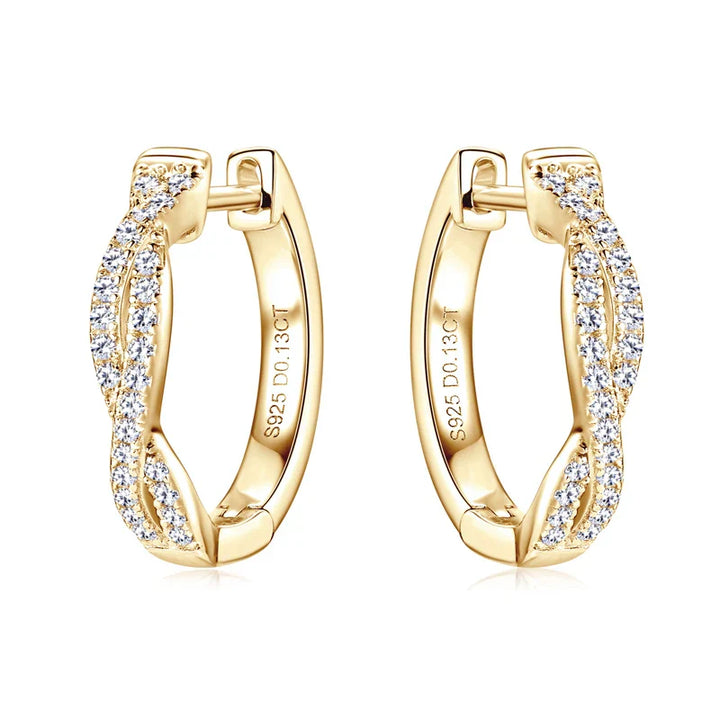 Zirconia Gold Braided Earrings