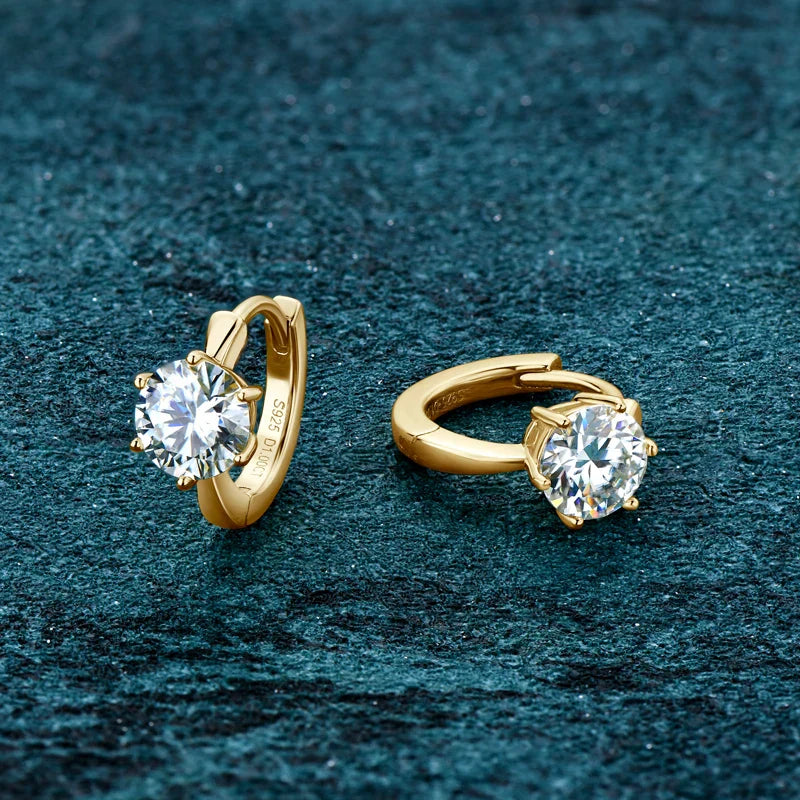Zirconia Six-Claw Gold Earrings