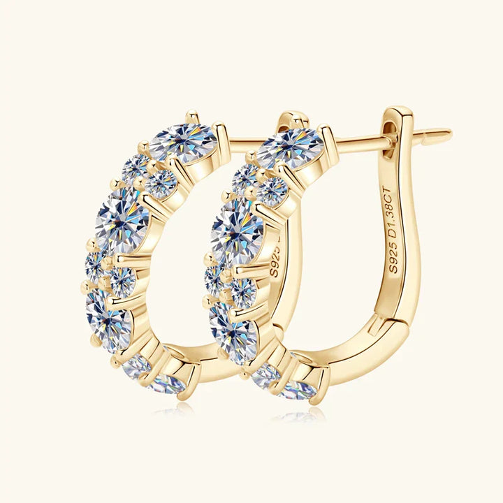 Gold Zirconia Stud Hoop Earrings