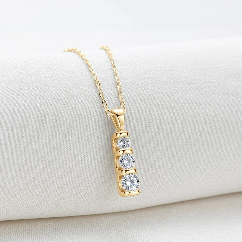 Triple Inlaid Spark Gold Necklace