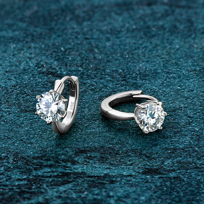 Zirconia Six-Claw Gold Earrings