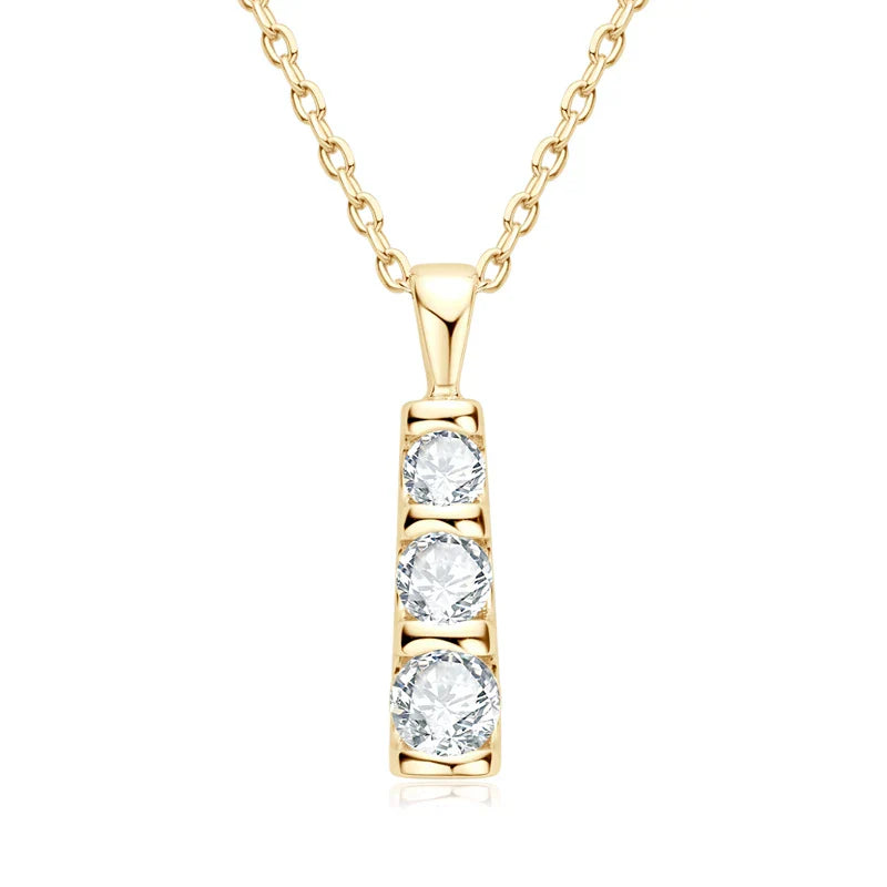 Triple Inlaid Spark Gold Necklace