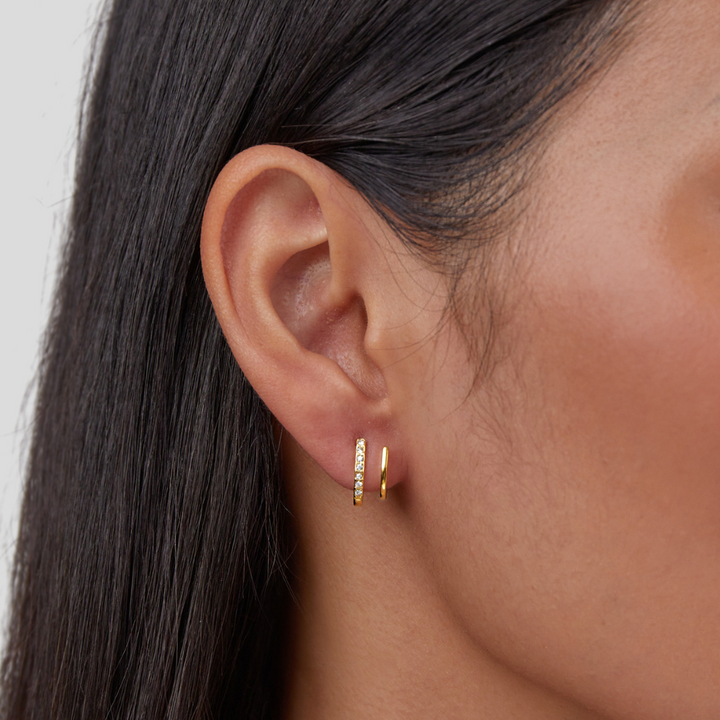 18K Gold &amp; Crystal Claw Earrings