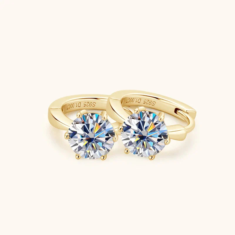 Zirconia Six-Claw Gold Earrings
