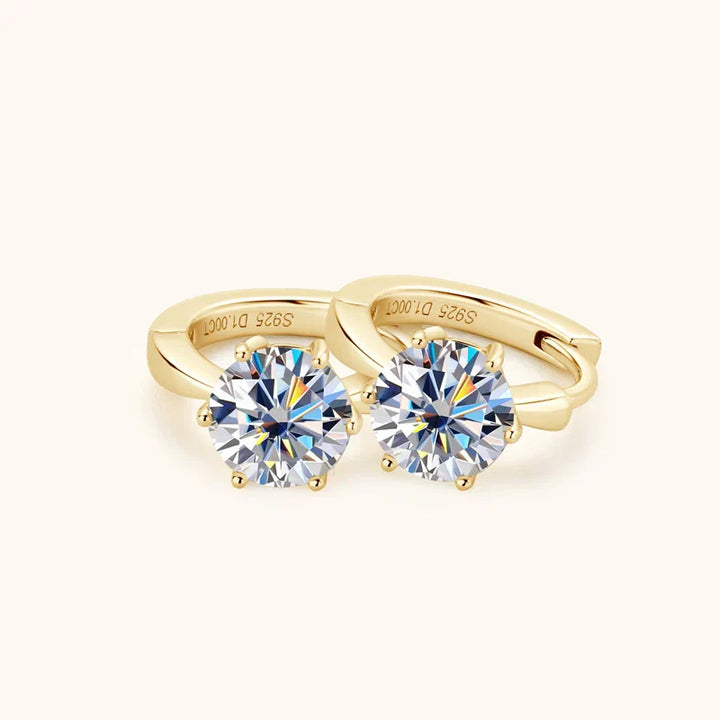 Zirconia Six-Claw Gold Earrings