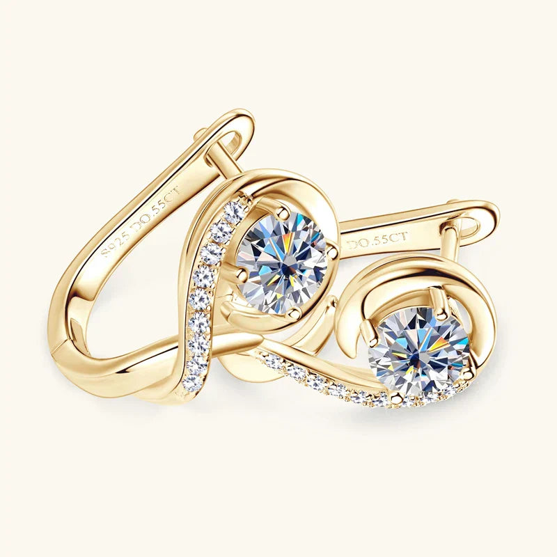 Golden Crystal Stud Flower Earrings