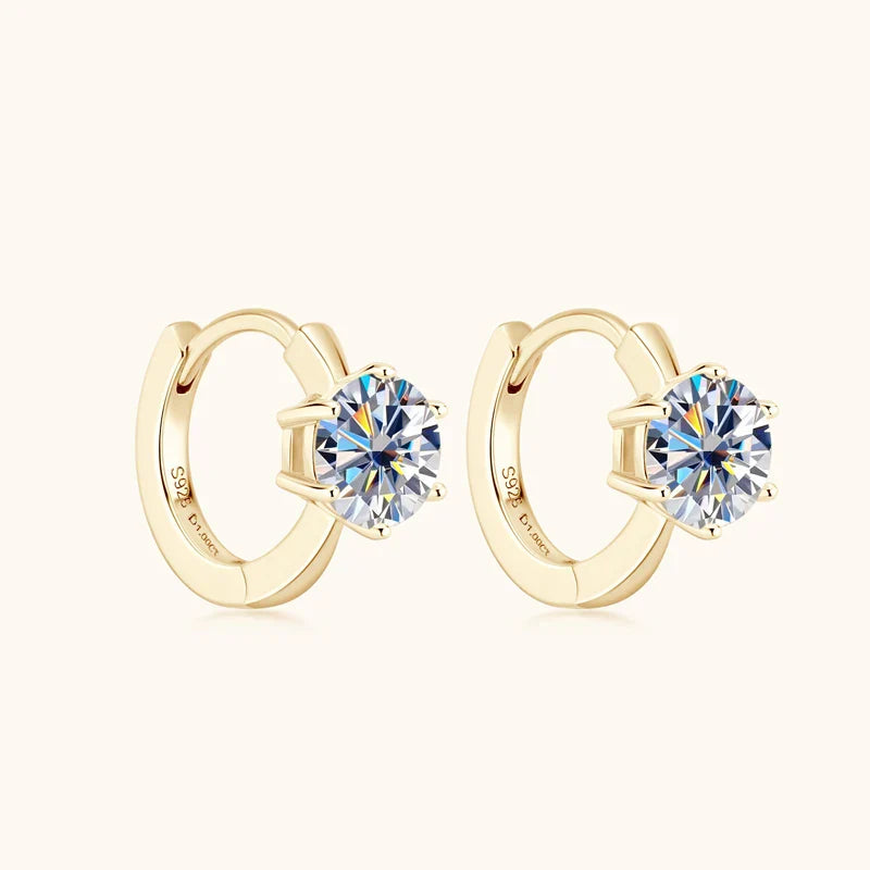 Zirconia Six-Claw Gold Earrings