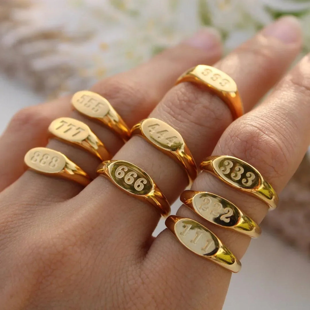 Angelica® Angel Number Signet Ring