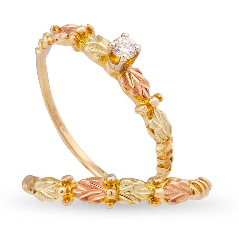 Tri-Color Leaf Bloom Ring