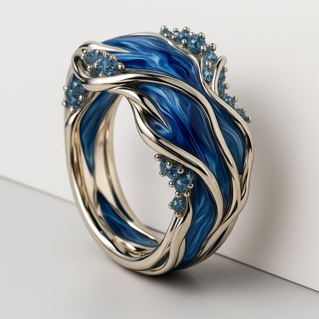 Vintage Golden Ocean Wavy Ring