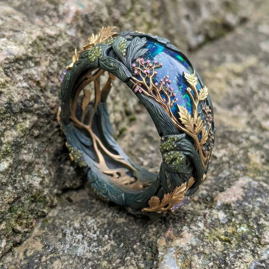 Exotic Crystal Earth Ring