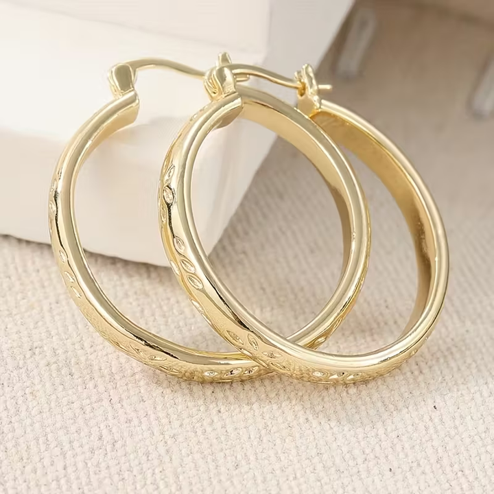 Retro Golden Hoop Earrings