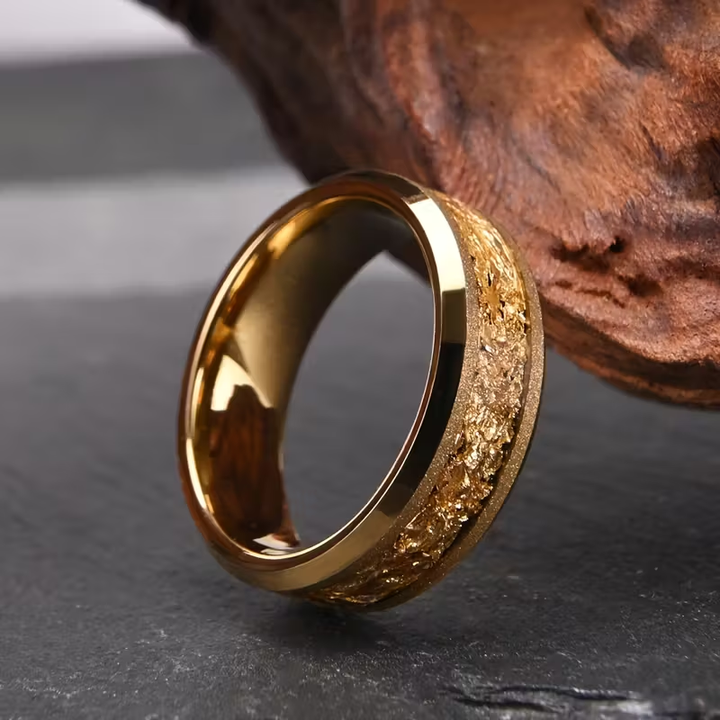 Golden Tungsten Ring