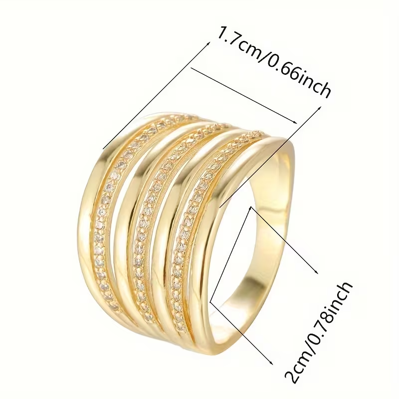 Wide Layer Zirconia Gold Ring
