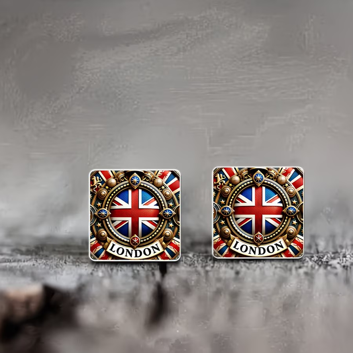 British Square Earrings