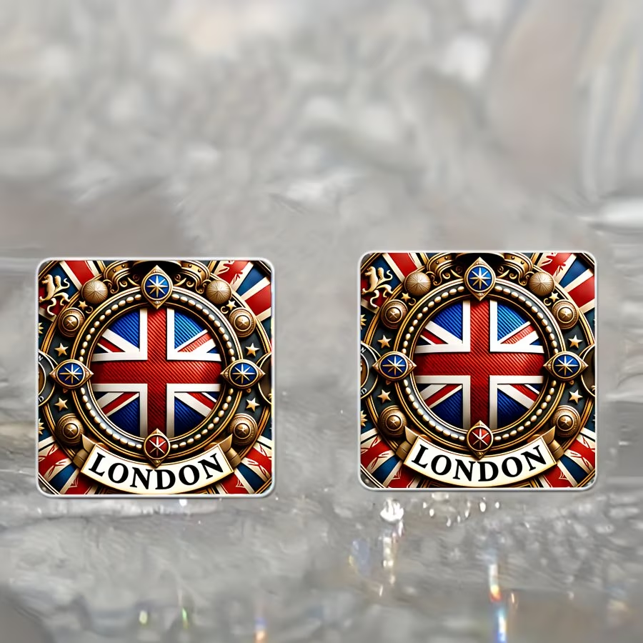 British Square Earrings