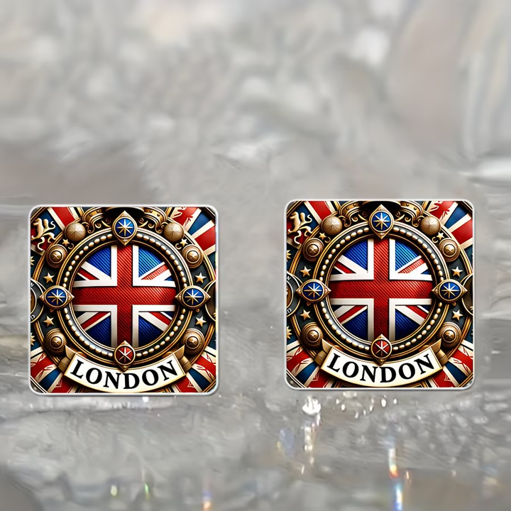 British Square Earrings
