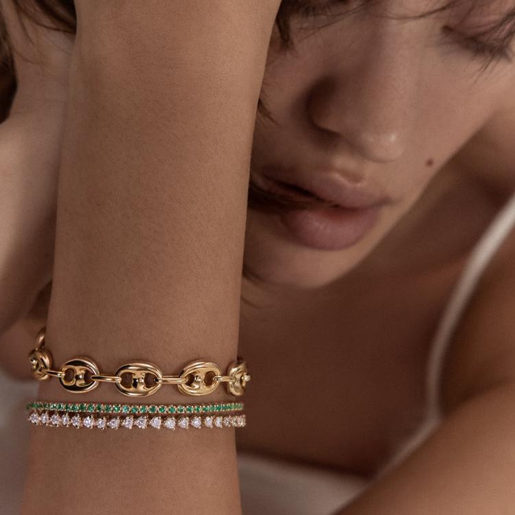 Puffed Mariner Chain Bracelet Gold