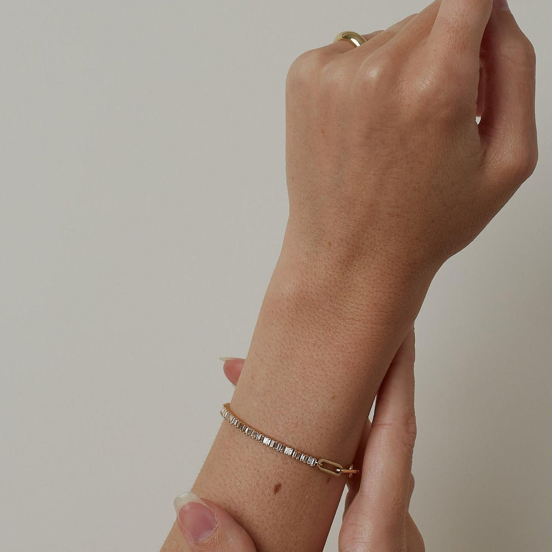 Serena Baguette Tennis Link Bracelet Diamond