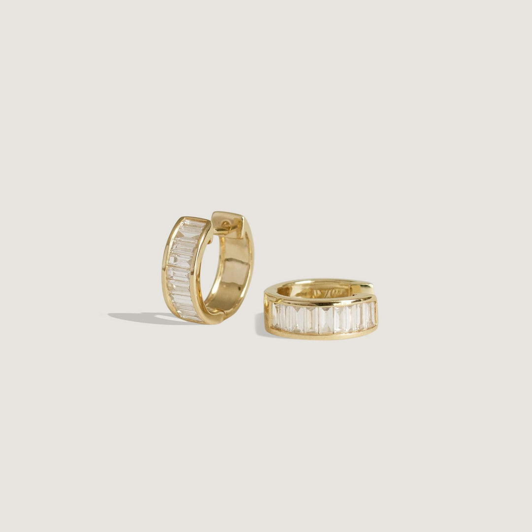 Bobbi Baguette Diamond Huggie Earrings