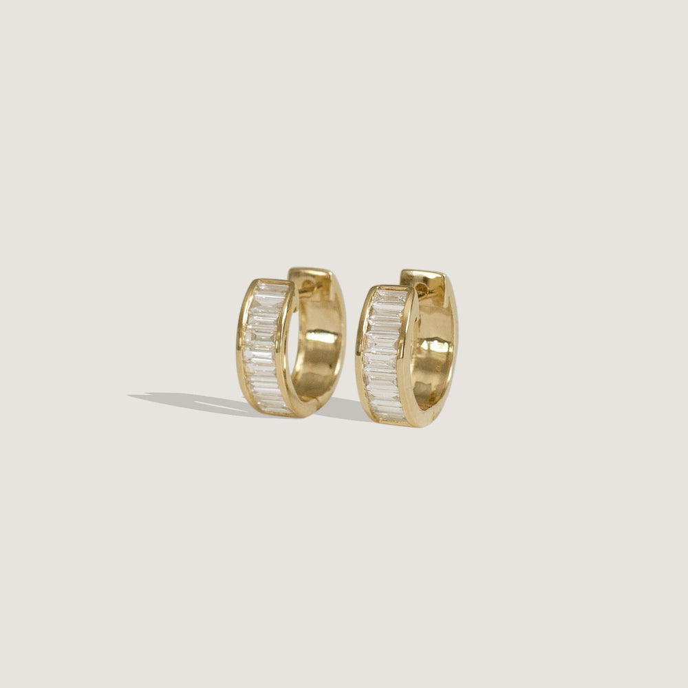 Bobbi Baguette Diamond Huggie Earrings