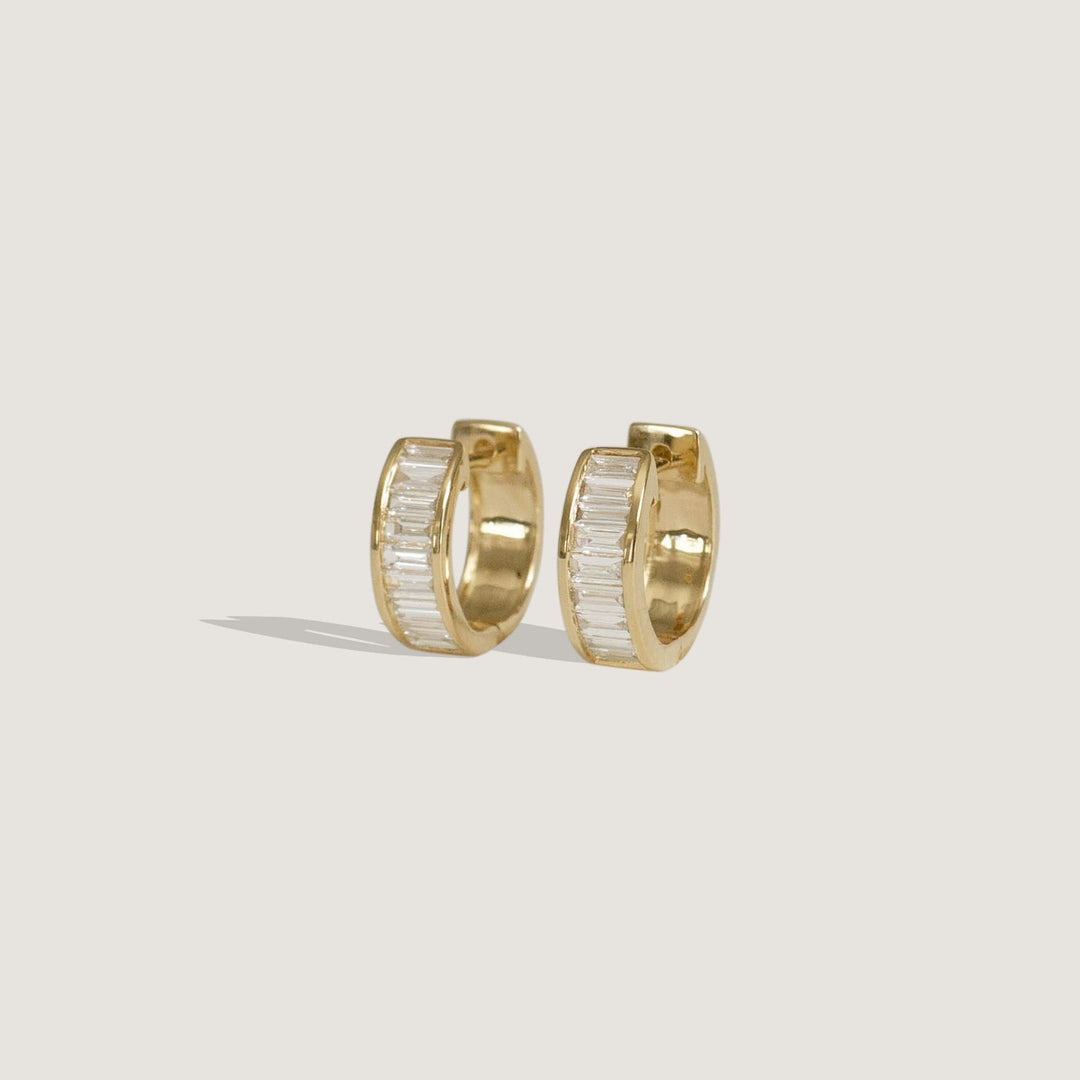 Bobbi Baguette Diamond Huggie Earrings